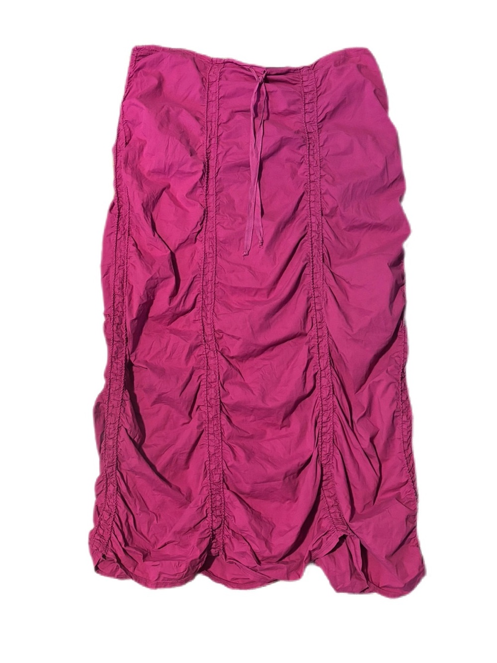 XCVI Plus Size 1X Magenta Ruched Poplin Parachute Maxi Boho Peasant Skirt
